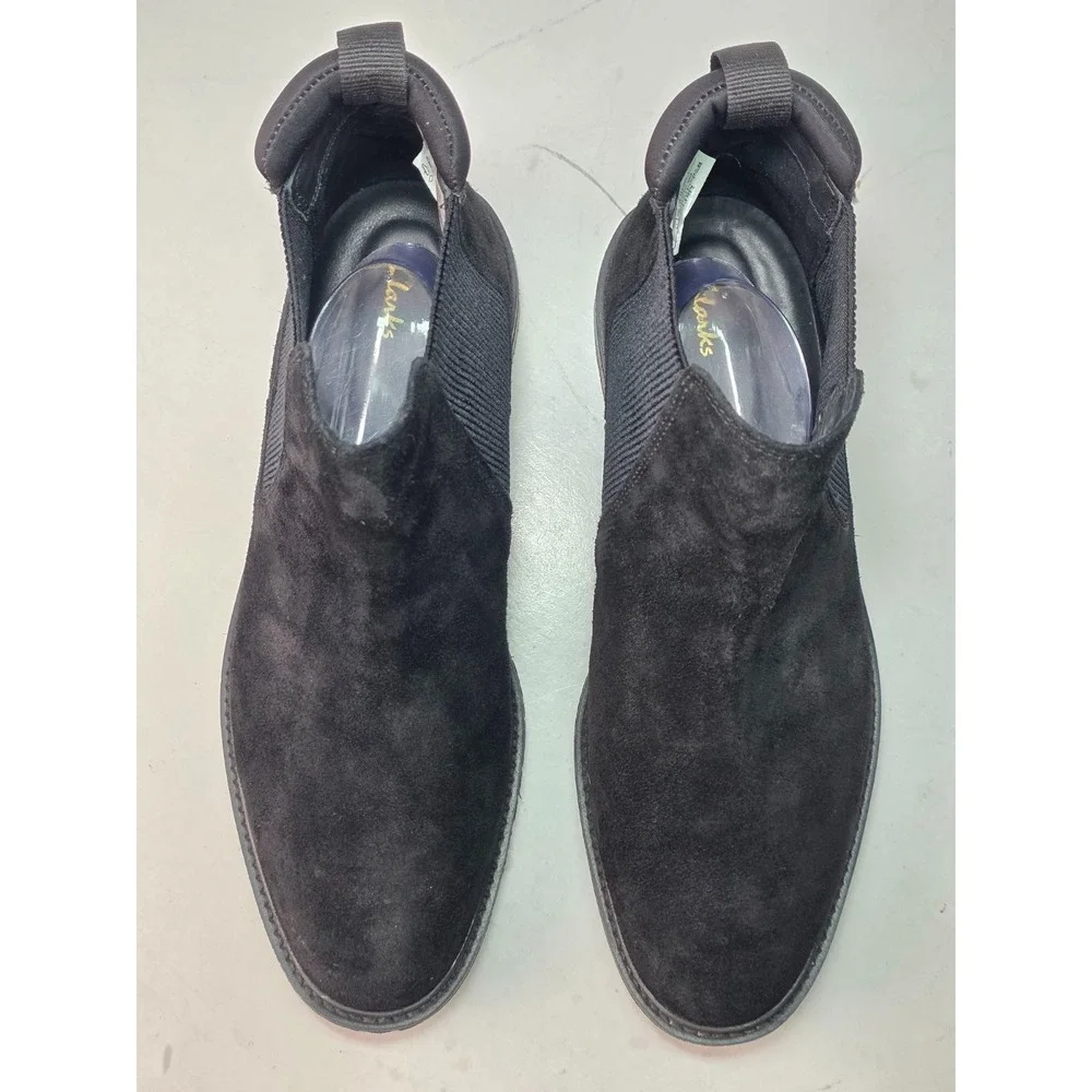 Clarks Clarkdale Men's Boots Size 10 Black Suede Chelsea Ankle Pull On Shoes‎